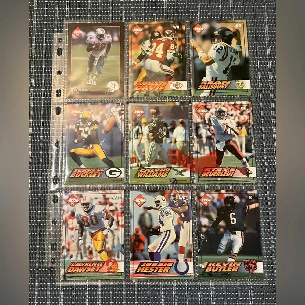 🏈 Edge 1994 & 1995 NFL Football Trading Cards, Lot of 9, Serial Numbers
